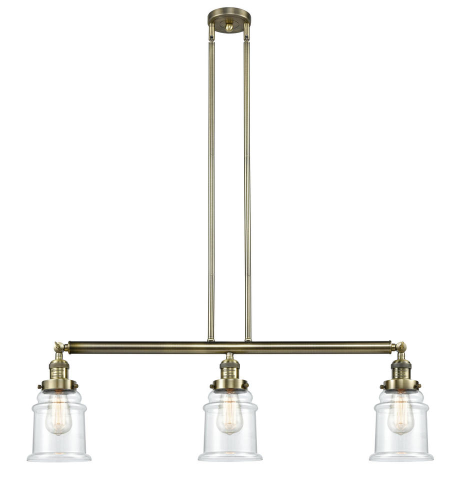 Canton - 3 Light - 39 inch - Antique Brass - Stem Hung - Adjustable Island Light