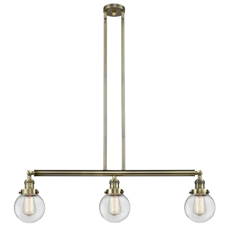 Beacon - 3 Light - 39 inch - Antique Brass - Stem Hung - Adjustable Island Light