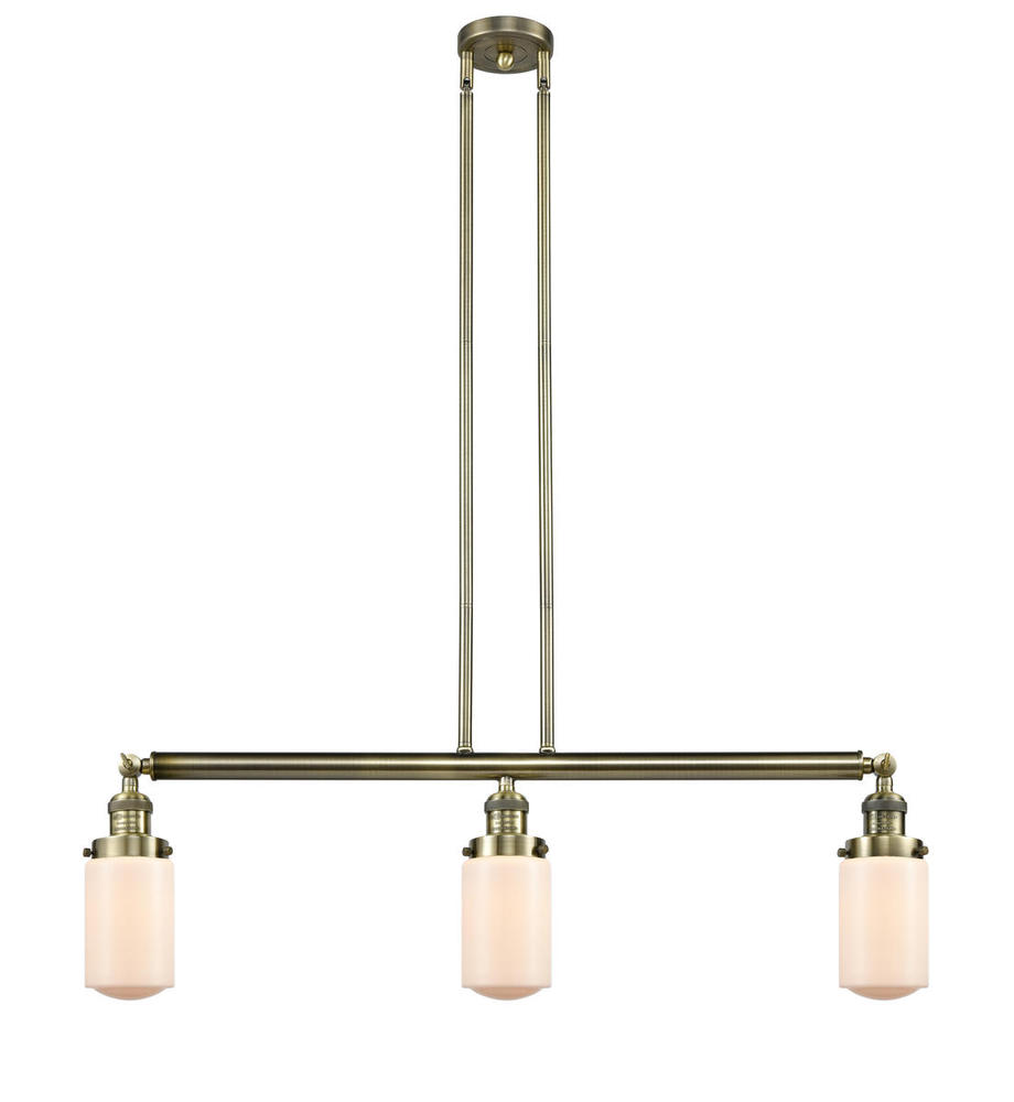 Dover - 3 Light - 37 inch - Antique Brass - Stem Hung - Adjustable Island Light