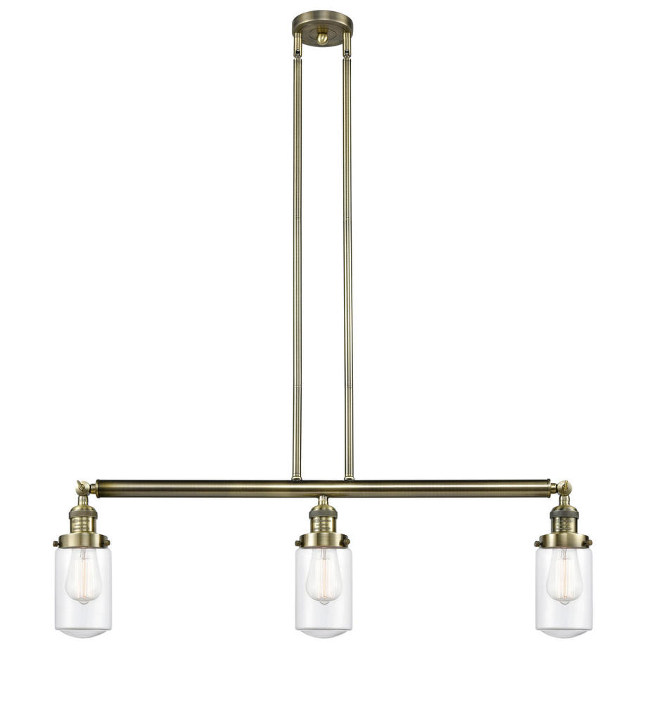 Dover - 3 Light - 37 inch - Antique Brass - Stem Hung - Adjustable Island Light