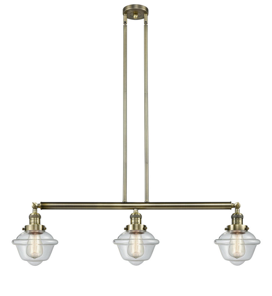 Oxford - 3 Light - 40 inch - Antique Brass - Stem Hung - Adjustable Island Light