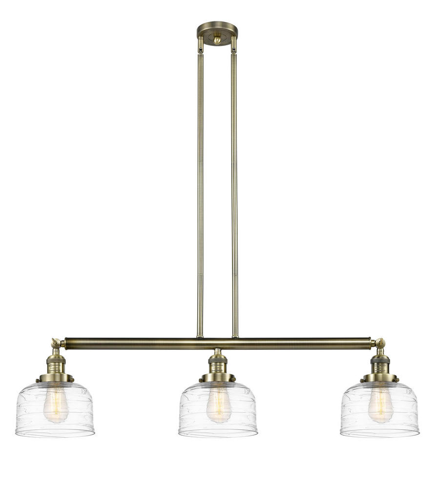 Bell - 3 Light - 41 inch - Antique Brass - Stem Hung - Adjustable Island Light