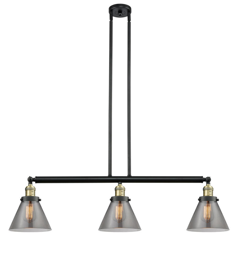 Cone - 3 Light - 40 inch - Black Antique Brass - Stem Hung - Adjustable Island Light