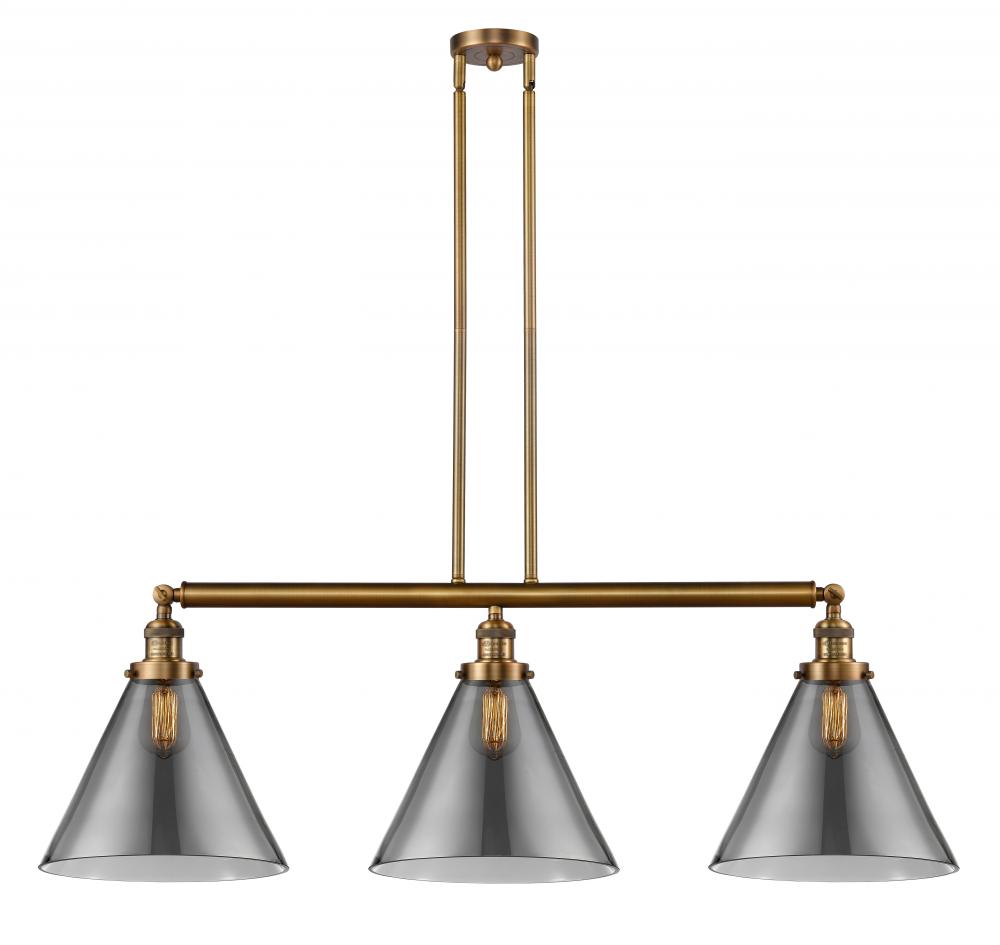 Cone - 3 Light - 44 inch - Brushed Brass - Stem Hung - Adjustable Island Light