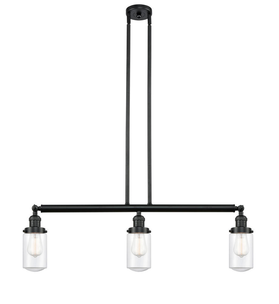Dover - 3 Light - 37 inch - Matte Black - Stem Hung - Adjustable Island Light