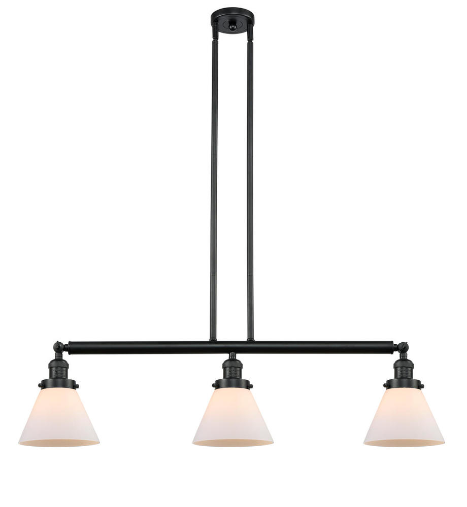 Cone - 3 Light - 40 inch - Matte Black - Stem Hung - Adjustable Island Light