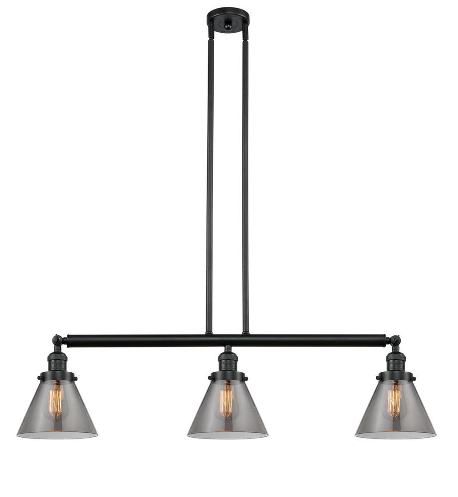 Cone - 3 Light - 40 inch - Matte Black - Stem Hung - Adjustable Island Light