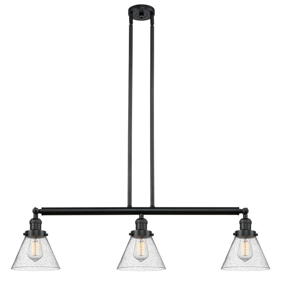 Cone - 3 Light - 40 inch - Matte Black - Stem Hung - Adjustable Island Light