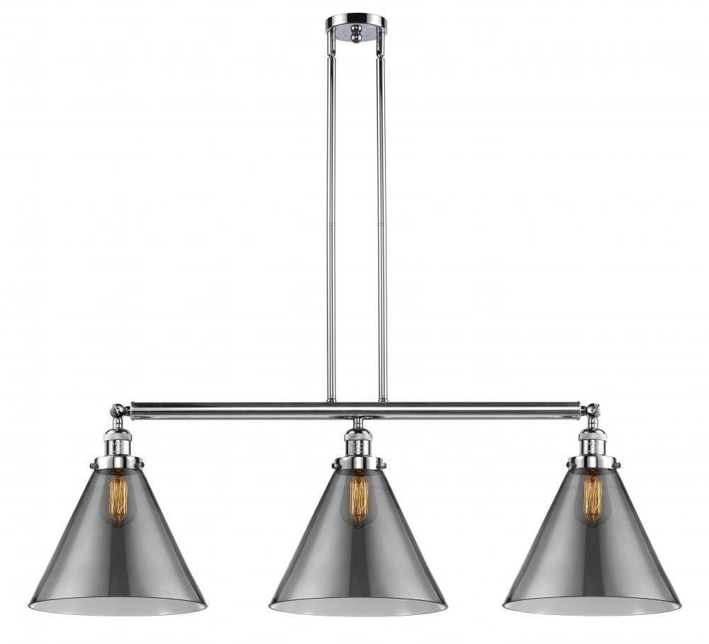 Cone - 3 Light - 44 inch - Polished Chrome - Stem Hung - Adjustable Island Light
