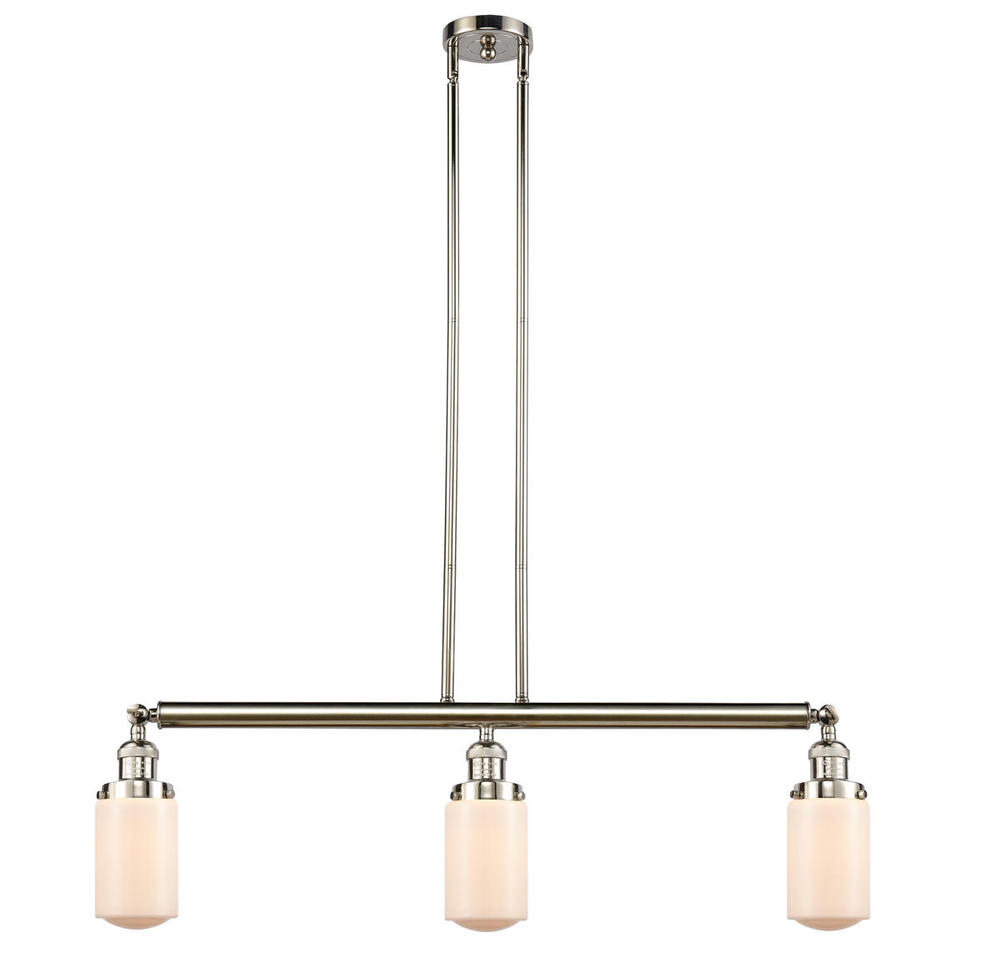 Dover - 3 Light - 37 inch - Polished Nickel - Stem Hung - Adjustable Island Light