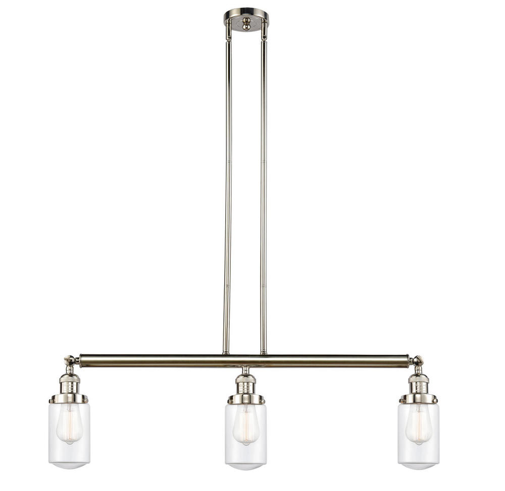 Dover - 3 Light - 37 inch - Polished Nickel - Stem Hung - Adjustable Island Light
