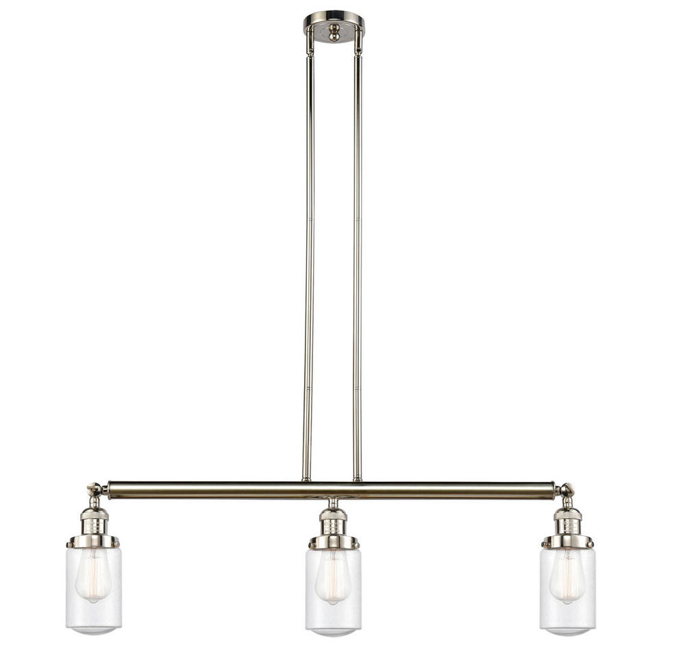 Dover - 3 Light - 37 inch - Polished Nickel - Stem Hung - Adjustable Island Light