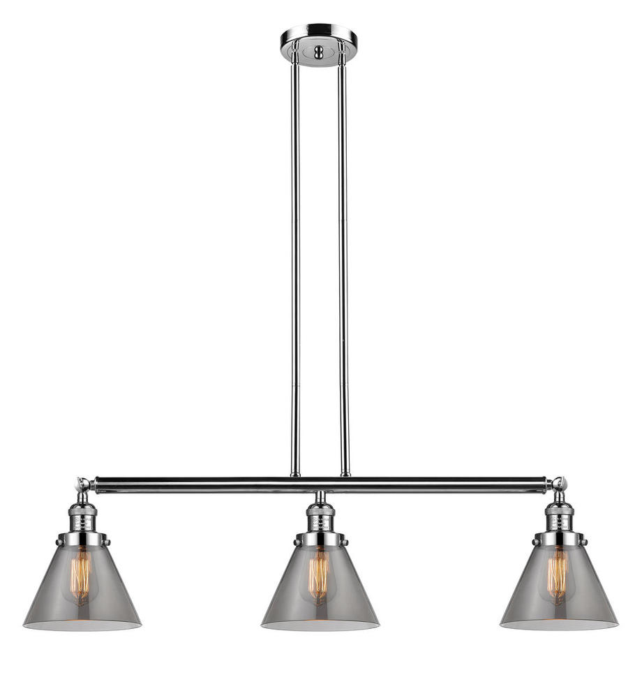 Cone - 3 Light - 40 inch - Polished Nickel - Stem Hung - Adjustable Island Light