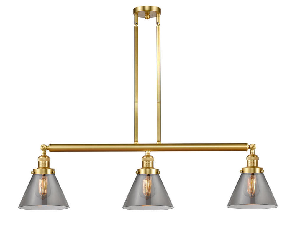 Cone - 3 Light - 40 inch - Satin Gold - Stem Hung - Adjustable Island Light