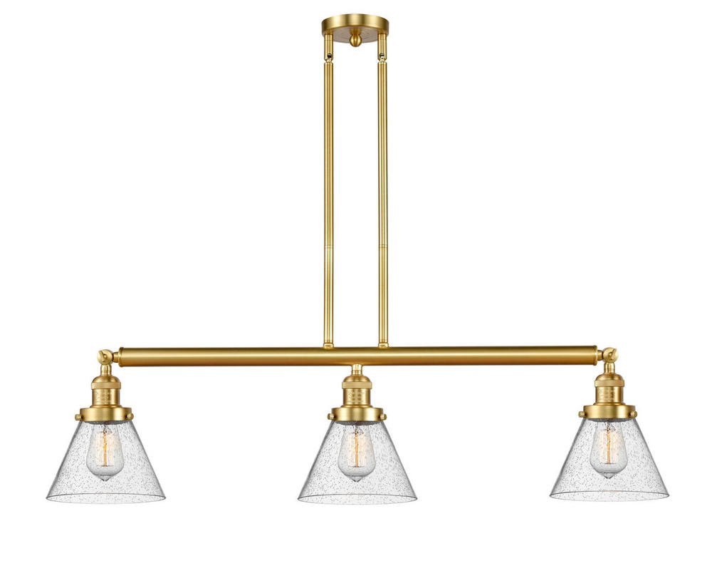 Cone - 3 Light - 40 inch - Satin Gold - Stem Hung - Adjustable Island Light