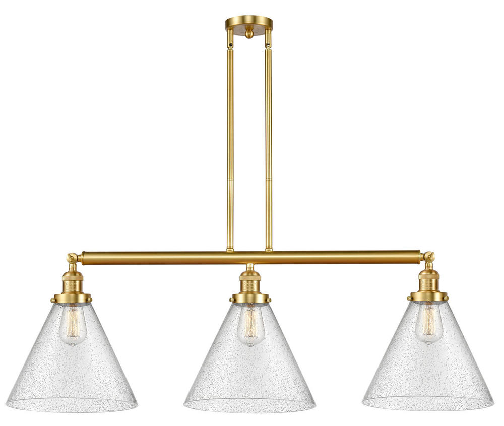 Cone - 3 Light - 44 inch - Satin Gold - Stem Hung - Adjustable Island Light
