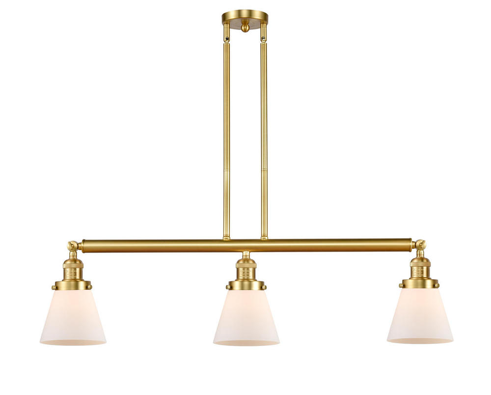 Cone - 3 Light - 39 inch - Satin Gold - Stem Hung - Adjustable Island Light