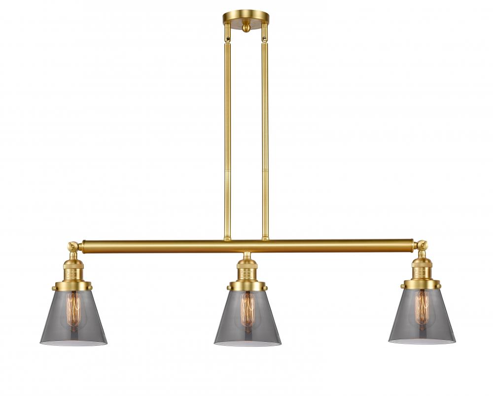 Cone - 3 Light - 39 inch - Satin Gold - Stem Hung - Adjustable Island Light