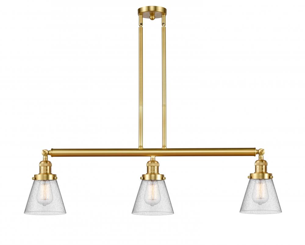 Cone - 3 Light - 39 inch - Satin Gold - Stem Hung - Adjustable Island Light