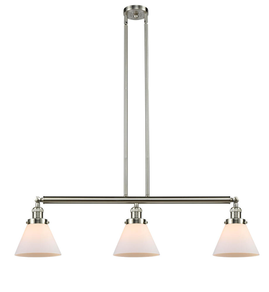 Cone - 3 Light - 40 inch - Brushed Satin Nickel - Stem Hung - Adjustable Island Light