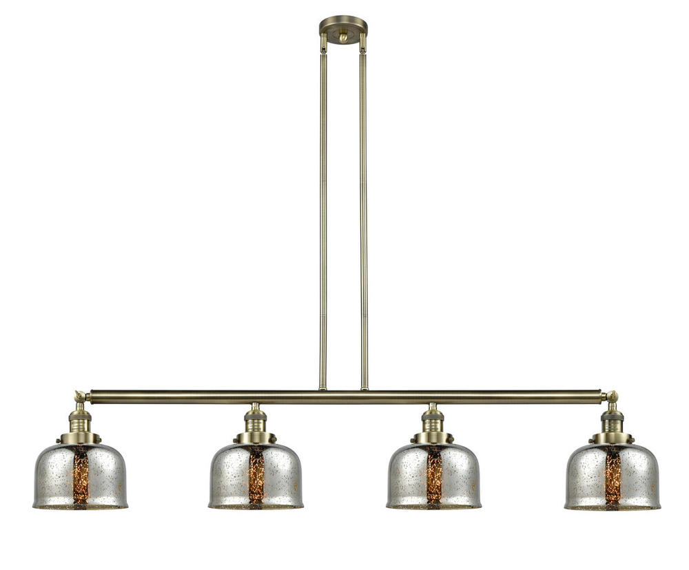Bell - 4 Light - 53 inch - Antique Brass - Stem Hung - Adjustable Island Light