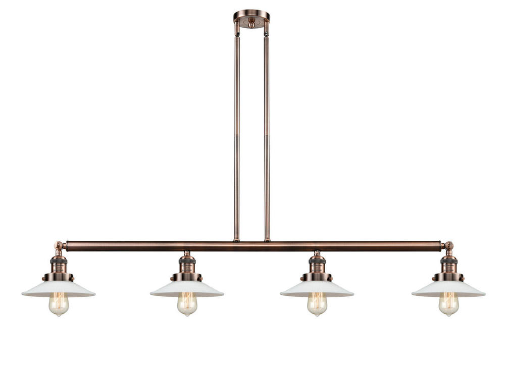 Halophane - 4 Light - 53 inch - Antique Copper - Stem Hung - Island Light