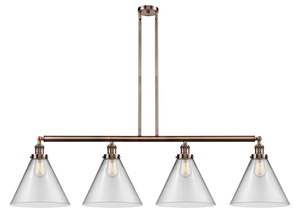 Cone - 4 Light - 56 inch - Antique Copper - Stem Hung - Island Light