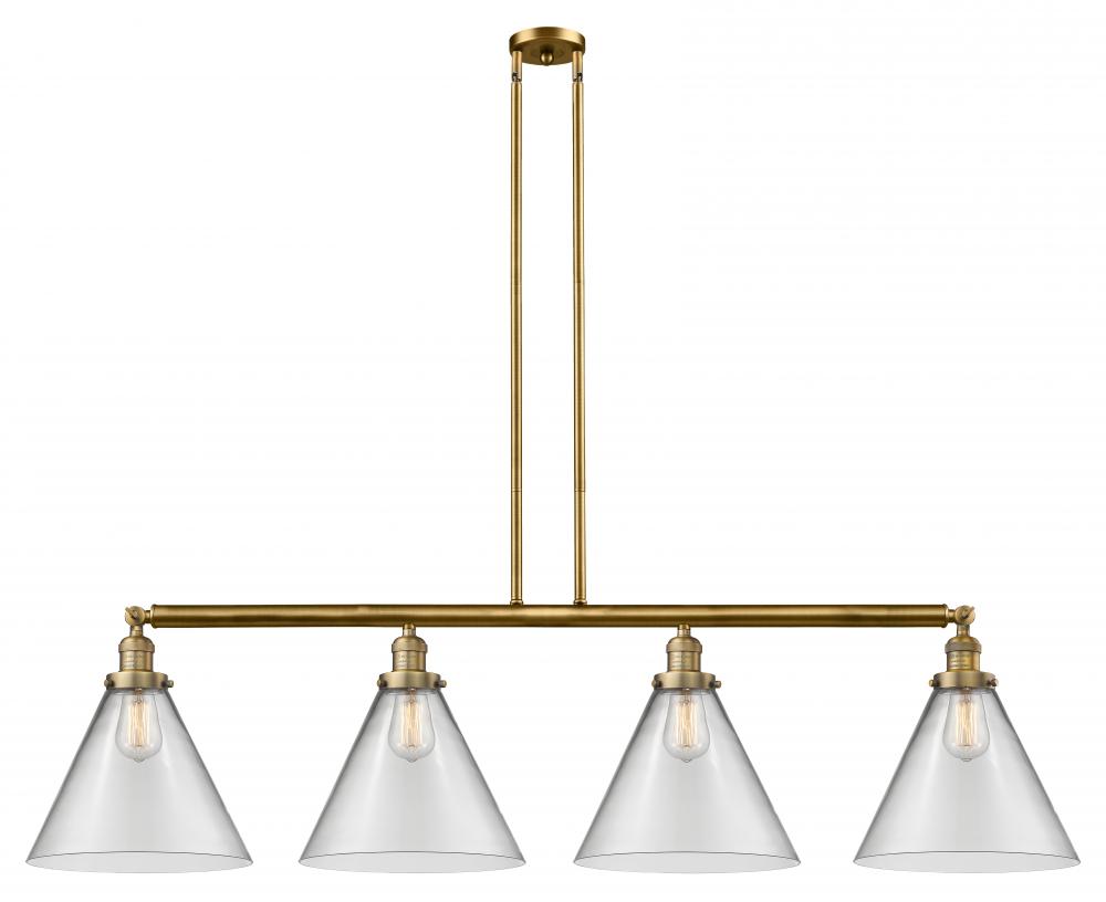 Cone - 4 Light - 56 inch - Brushed Brass - Stem Hung - Adjustable Island Light