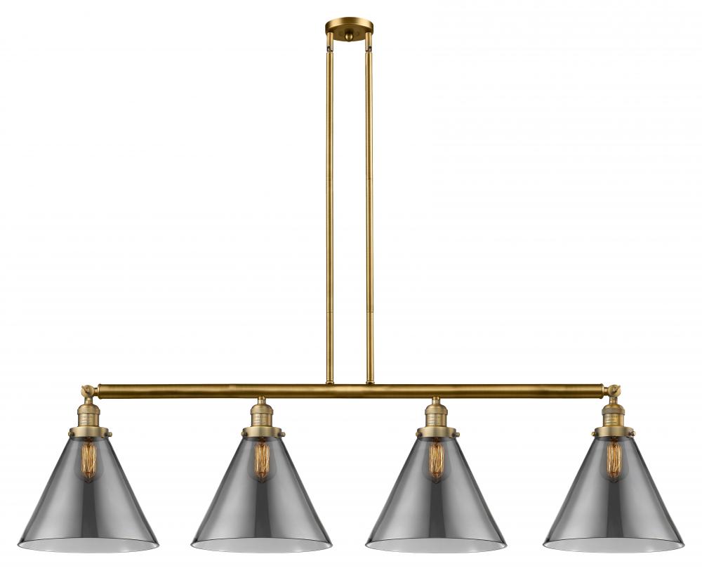 Cone - 4 Light - 56 inch - Brushed Brass - Stem Hung - Adjustable Island Light