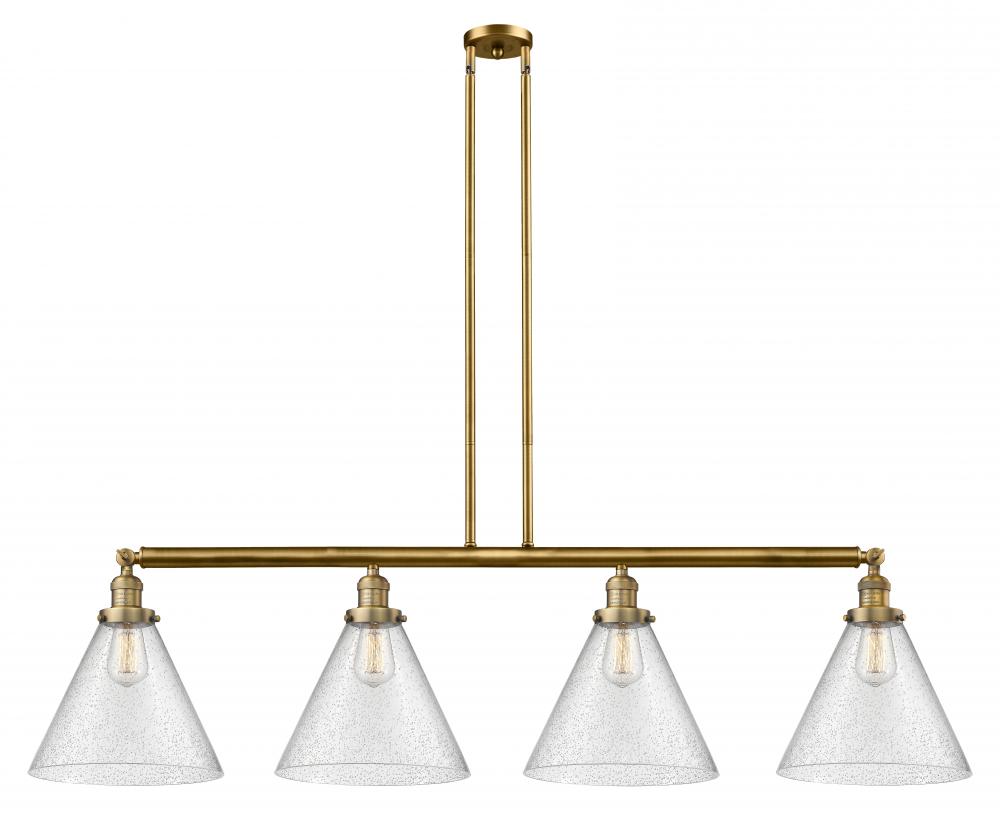 Cone - 4 Light - 56 inch - Brushed Brass - Stem Hung - Adjustable Island Light