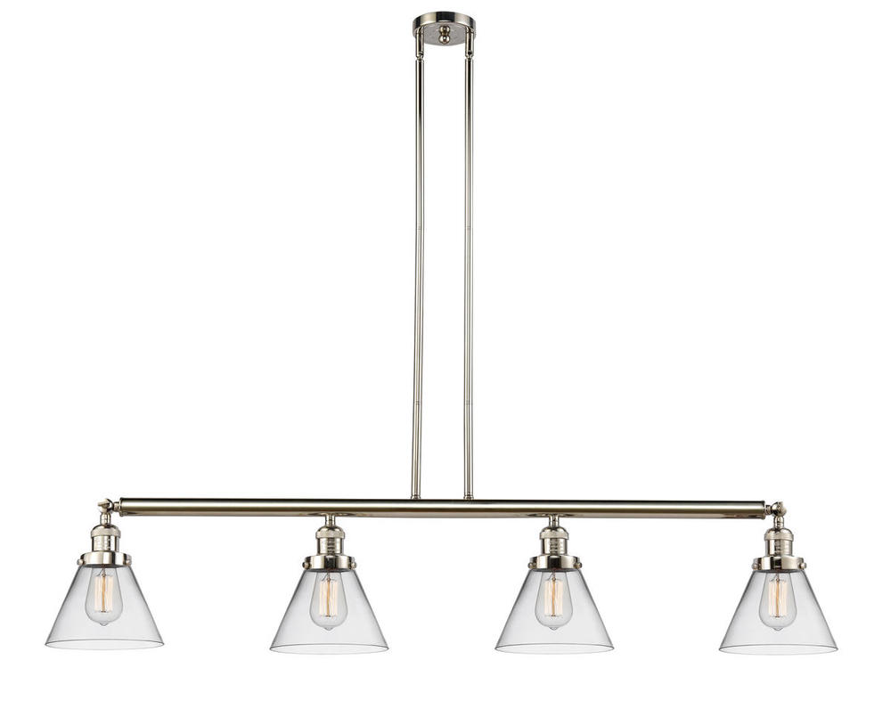 Cone - 4 Light - 52 inch - Polished Nickel - Stem Hung - Adjustable Island Light