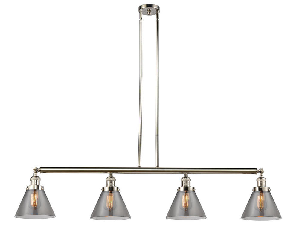 Cone - 4 Light - 52 inch - Polished Nickel - Stem Hung - Adjustable Island Light
