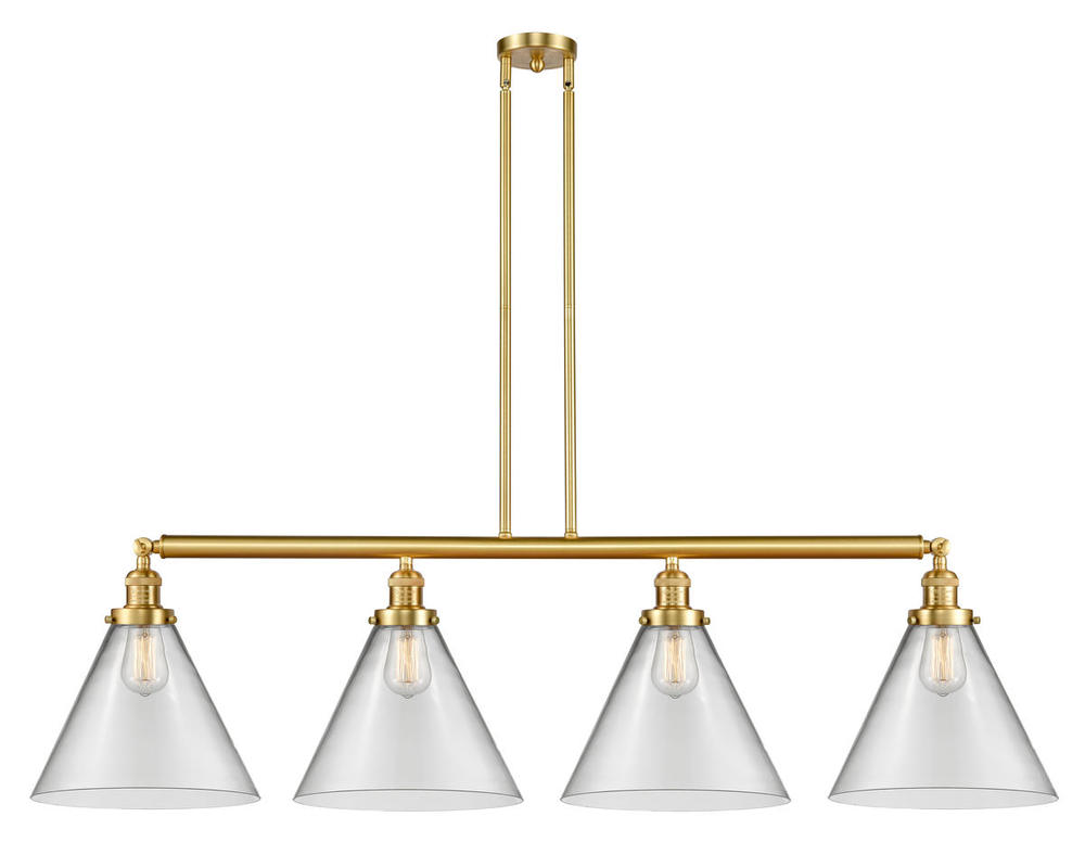 Cone - 4 Light - 56 inch - Satin Gold - Stem Hung - Adjustable Island Light