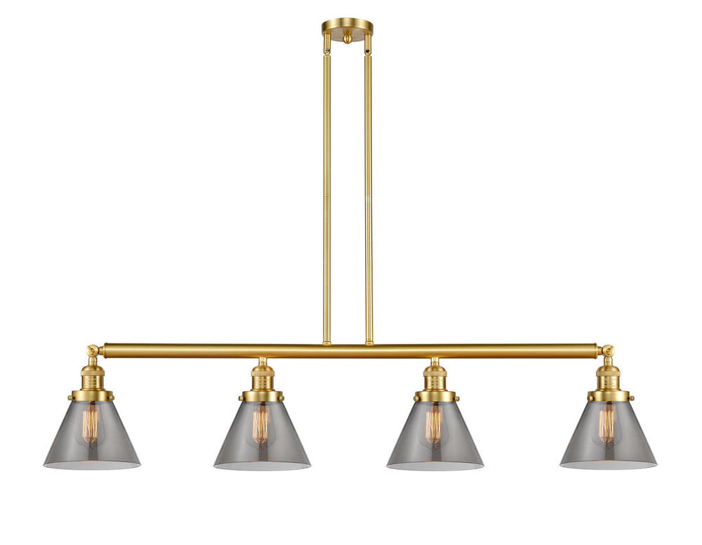 Cone - 4 Light - 52 inch - Satin Gold - Stem Hung - Adjustable Island Light