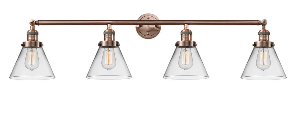Cone - 4 Light - 44 inch - Antique Copper - Adjustable Bath Vanity Light