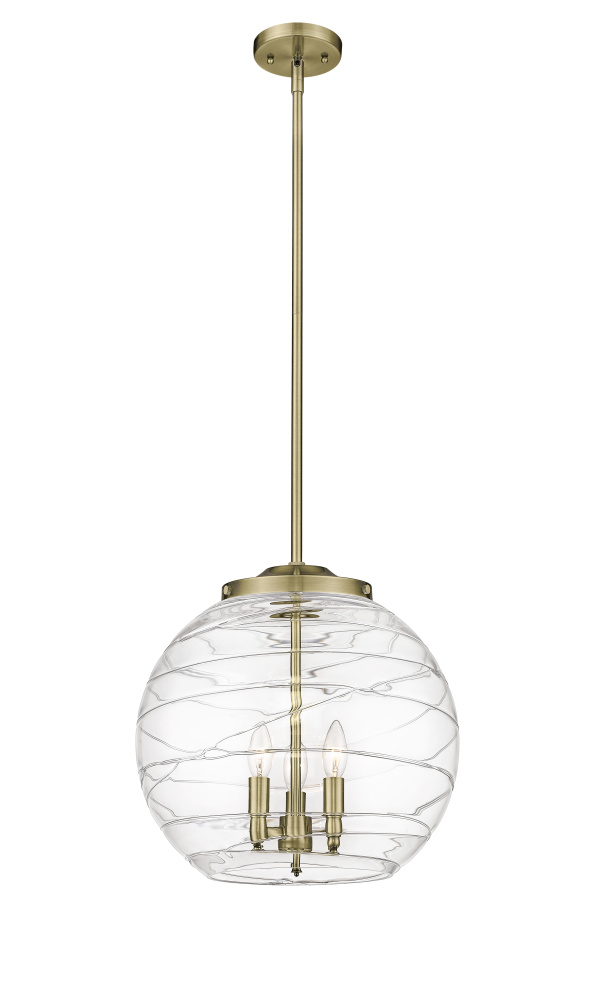 Athens Deco Swirl - 3 Light - 16 inch - Antique Brass - Stem hung - Pendant
