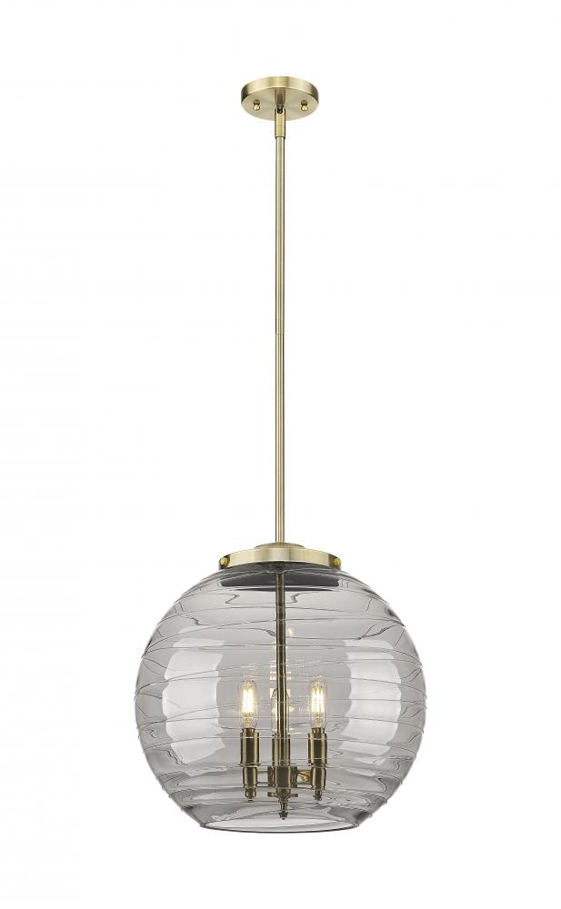 Athens Deco Swirl - 3 Light - 16 inch - Antique Brass - Stem hung - Pendant