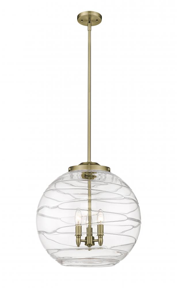 Athens Deco Swirl - 3 Light - 18 inch - Antique Brass - Stem hung - Pendant