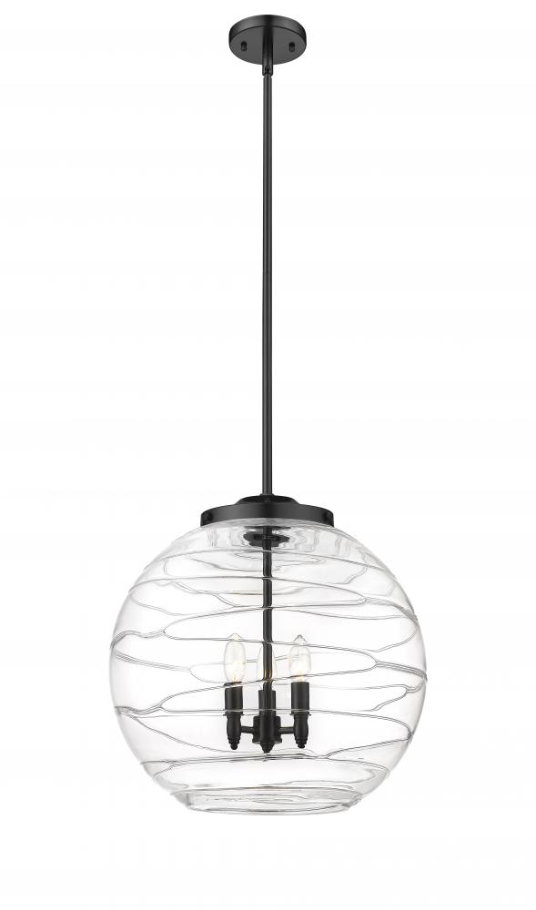Athens Deco Swirl - 3 Light - 18 inch - Matte Black - Stem hung - Pendant