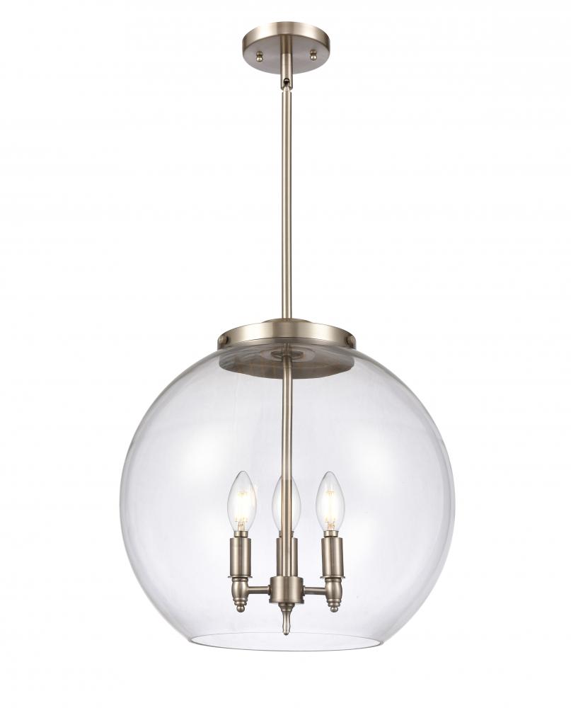 Athens - 3 Light - 16 inch - Brushed Satin Nickel - Stem hung - Pendant
