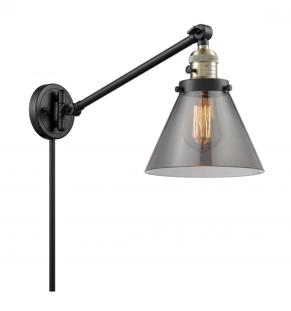 Cone - 1 Light - 8 inch - Black Antique Brass -Adjustable Swing Arm