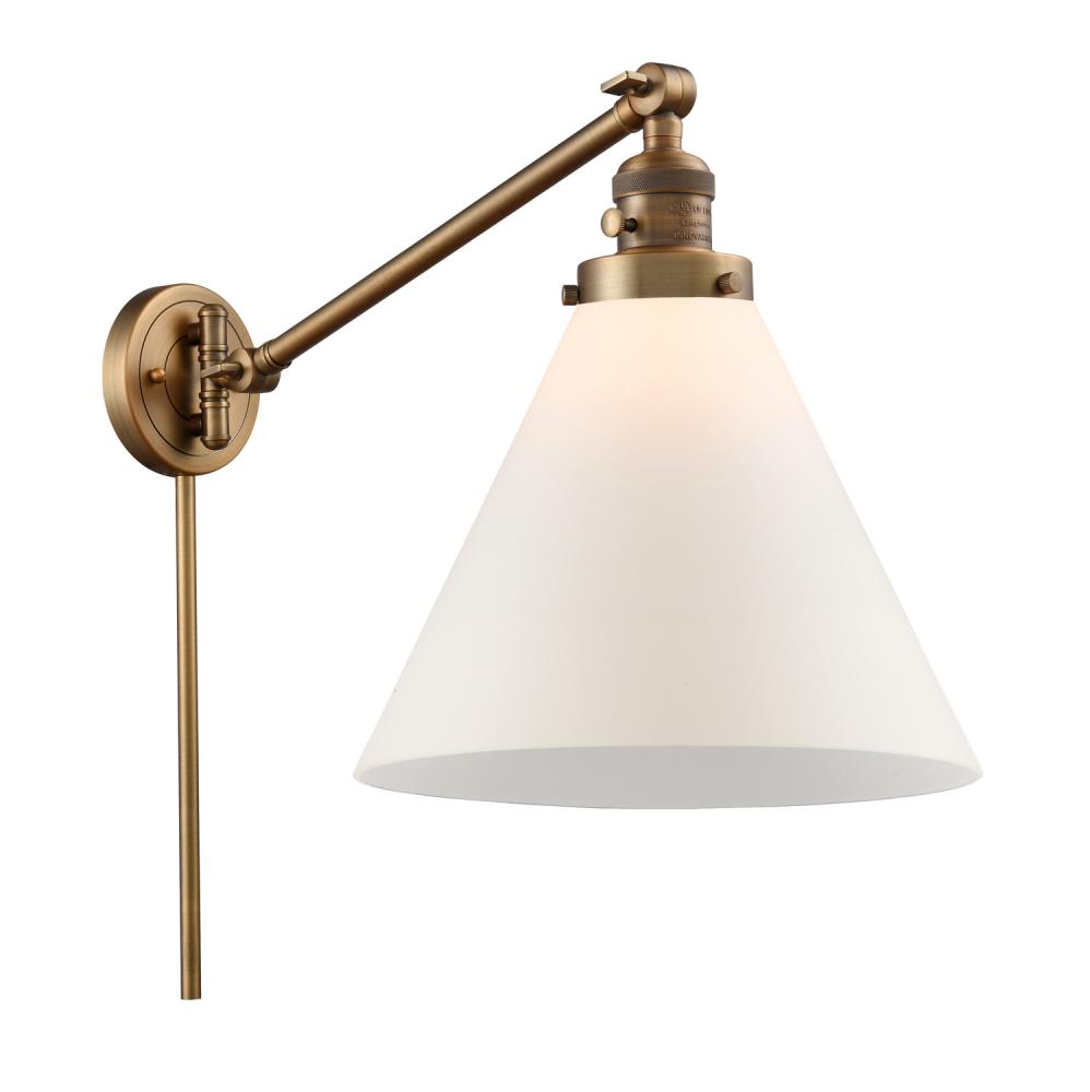 Cone - 1 Light - 12 inch - Brushed Brass -Adjustable Swing Arm