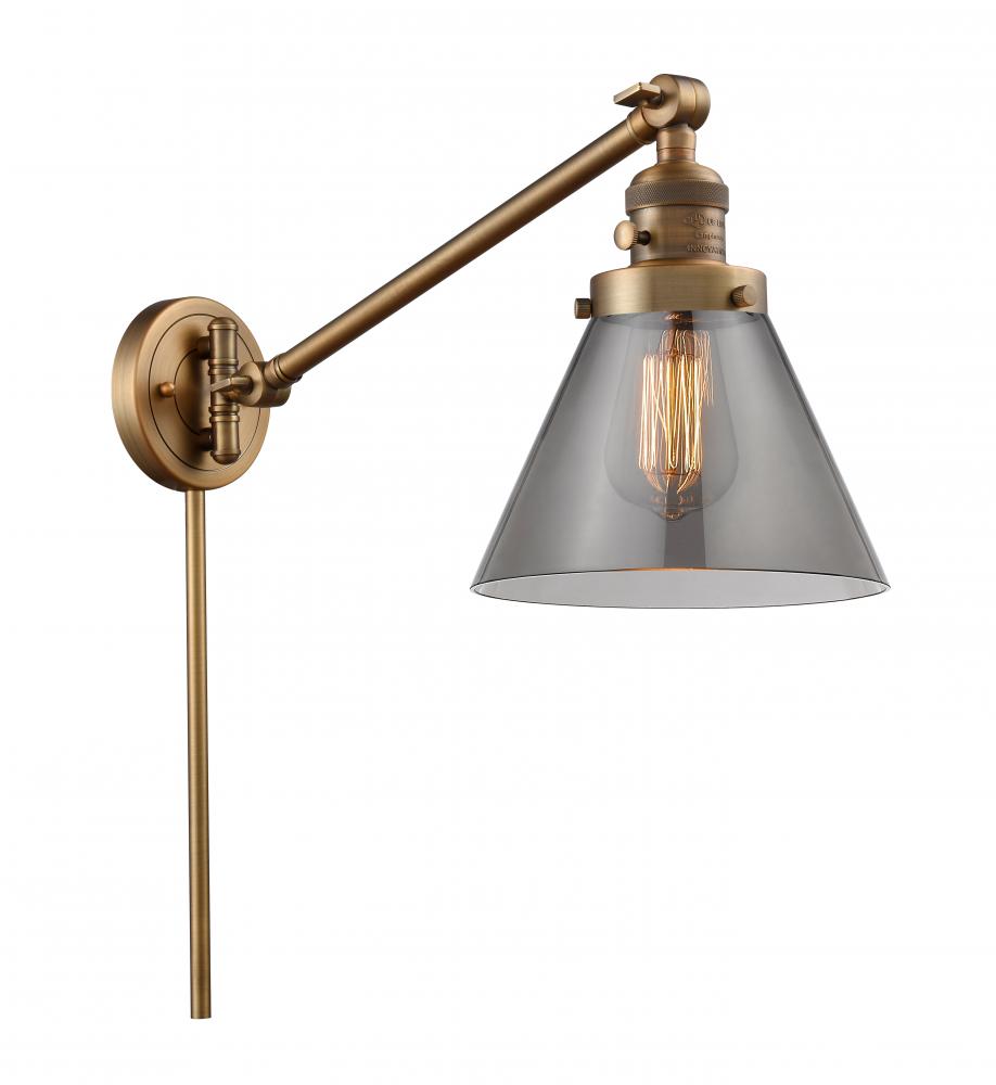 Cone - 1 Light - 8 inch - Brushed Brass -Adjustable Swing Arm