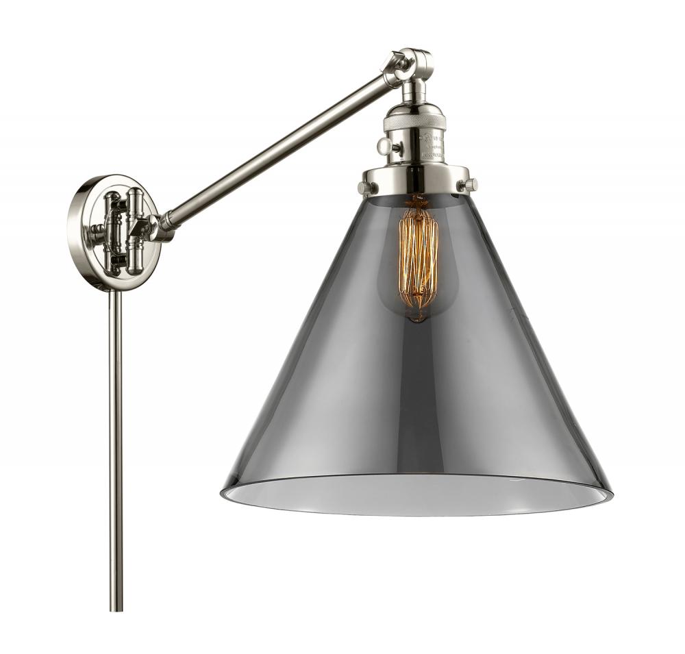 Cone - 1 Light - 12 inch - Polished Nickel -Adjustable Swing Arm