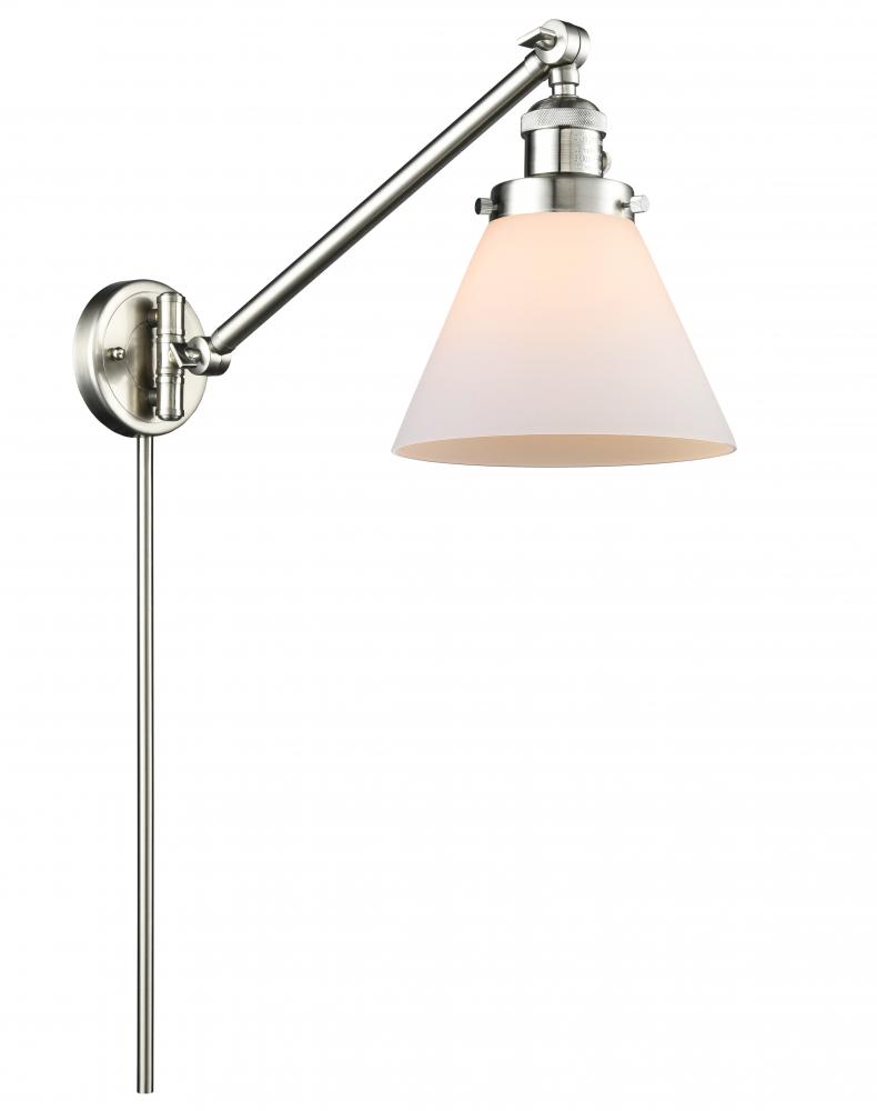 Cone - 1 Light - 8 inch - Brushed Satin Nickel -Adjustable Swing Arm