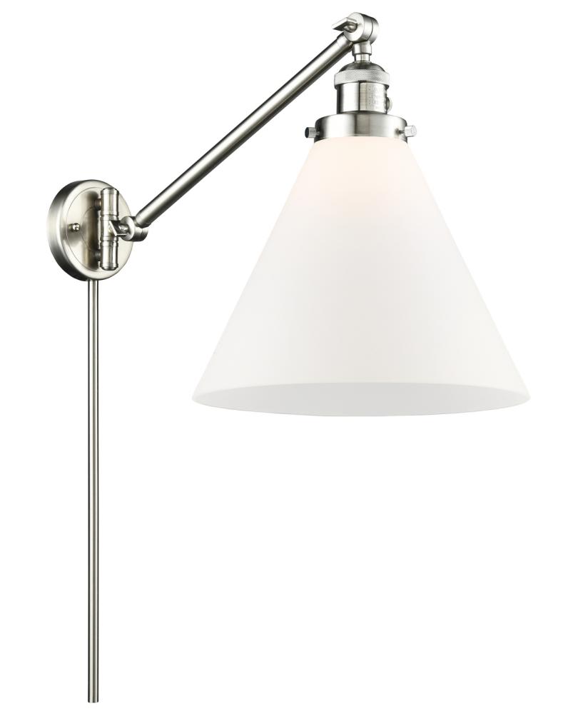 Cone - 1 Light - 12 inch - Brushed Satin Nickel -Adjustable Swing Arm