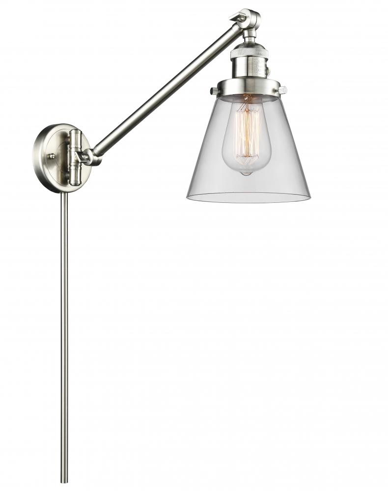 Cone - 1 Light - 8 inch - Brushed Satin Nickel -Adjustable Swing Arm
