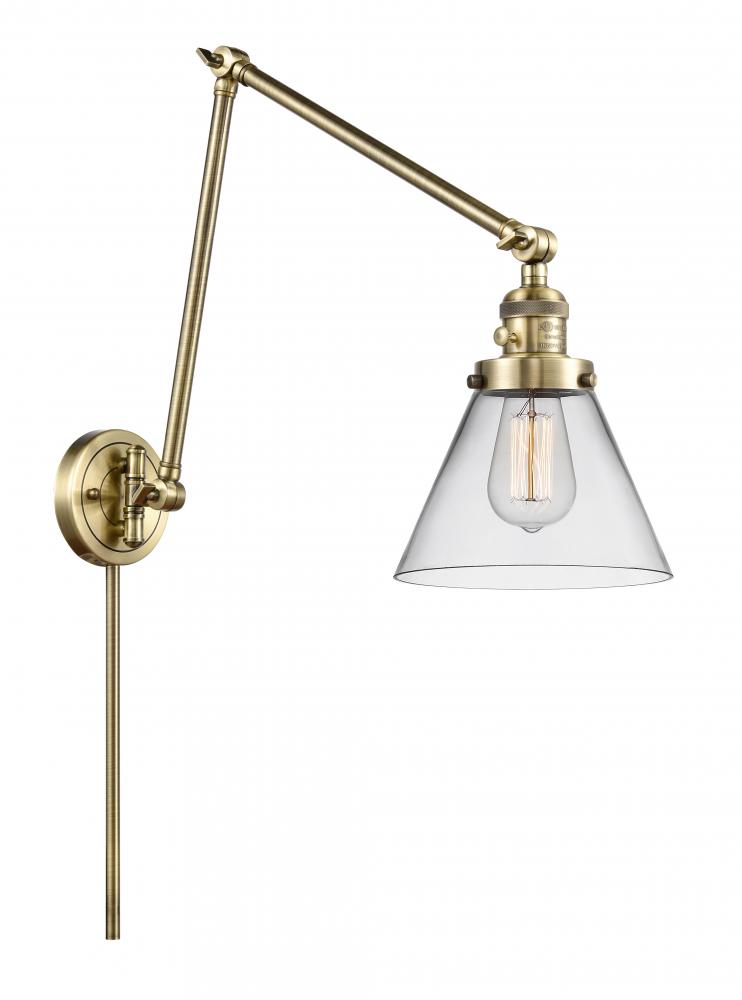 Cone - 1 Light - 8 inch - Antique Brass -Adjustable Swing Arm
