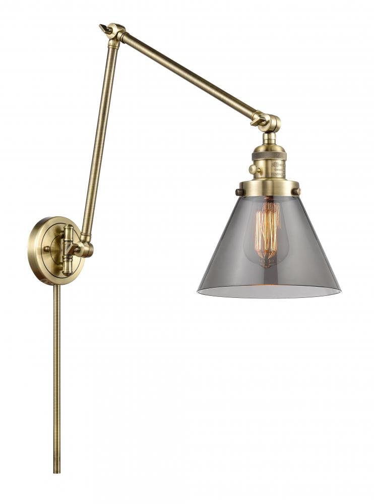 Cone - 1 Light - 8 inch - Antique Brass -Adjustable Swing Arm