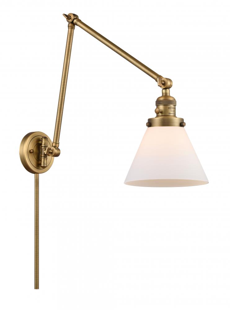 Cone - 1 Light - 8 inch - Brushed Brass -Adjustable Swing Arm